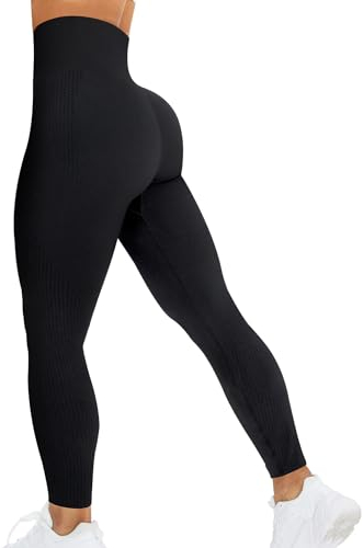 corcoar Sport Leggings Damen High Waist Seamless Hosen Gym Yoga Sport Leggings Booty Lifting Po Push Up Gym Sporthose Schwarz L