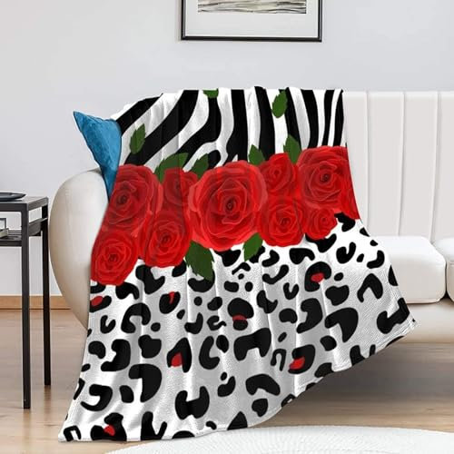 SJSXWQN Decke Leopardenmuster, Zebramuster Kuscheldecke Flauschig für Bett und Sofa Extra Weich Warme Mikrofaser Wohndecke Fleecedecke als Sofadecke Couchdecke Kuscheldecke - 180x200 cm