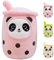 Aiuidun Panda Boba Kuscheltier,Bubble Tea Stofftier Plüschkissen Spielzeug Weiches Umarmungskissen Geschenk für Kinder Mädchen Jungen(Rosa,35cm)