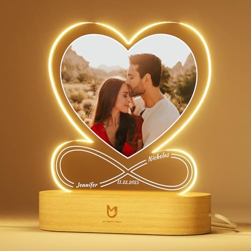 Bemaystar Lampara Personalizada con Foto - Regalos Personalizados para Mujer Hombre, Regalos Parejas Originales San Valentín Novia Novio Cumpleaños Aniversario - Amor Infinito