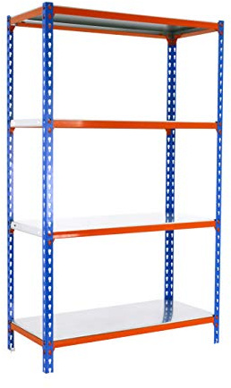 PROREGAL Schwerlastregal MID Metal Shark | HxBxT 150x90x40cm | Fachlast 180kg | Blau-Orange | Regal Standregal Werkstattregal Lagerregal Kellerregal