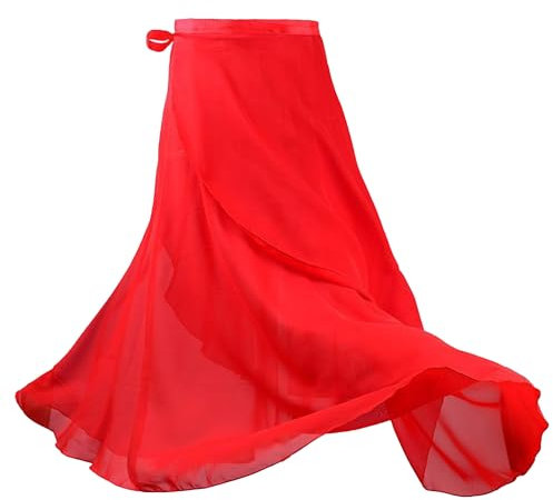 Baisdan Donne Lunghezza Chiffon Danza Classica Gonna Tango Moderno Sala da Ballo Gonna in Tulle Rosso