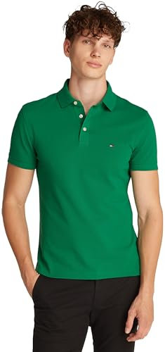 Tommy Hilfiger Polo de manga corta Hombre 1985 Slim Fit, Verde (Nouveau Green), M