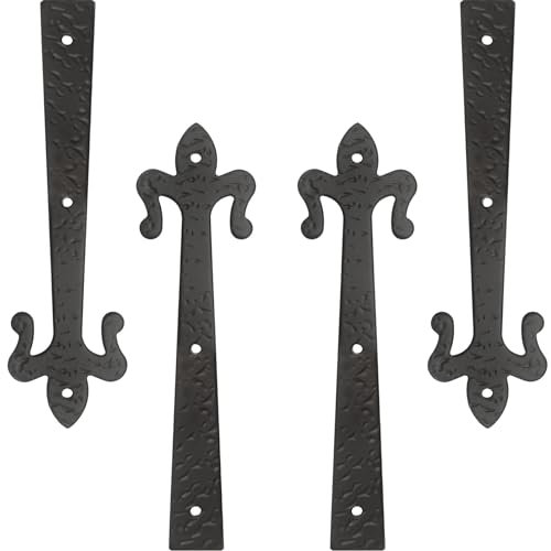 Support décoratif pour porte de grange de 20,3 cm - Charnière de porte de garage - Supports rustiques - Noir mat
