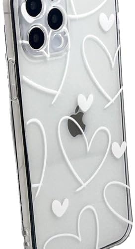 OLIVIA'S PHONES Cases For iPhone 15 (6.1) Clear White Love Hearts All Over Pattern Tough Protective Smartphone Case Cover