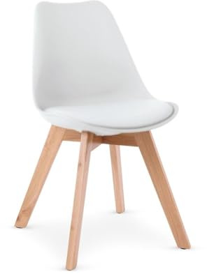 buybuy Kit Sedie GENOVA in PP con piedi in legno di faggio e metallo KITGEN001 (1, Bianco, 45x53x84)