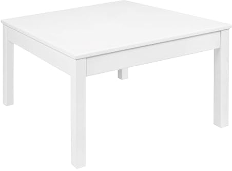 Krok Wood Couchtisch Tomas aus Massivholz, Farbe Weiß (Buche, 75 x 75 x 45 cm)