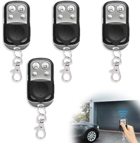 Casenly 4 Stück Garagentor Fernbedienung Universal, 433 Mhz Klonen Garagentoröffner Drahtlose, Fernbedienung Schlüsselanhänger mit 4 Tasten, Garagentor Handsender für Schalter Licht, Rollladenschalter