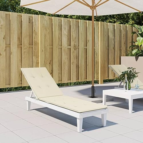 ZEYUAN Liegestuhl-Auflage Creme (75+105) x50x3 cm, Hollywoodschaukel Auflage, Sonnenliege Auflage, Gartenliege Auflage, Liegenauflage, Deckchair Auflagen
