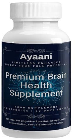 Ayaani Nootropic Brain Booster Supplement with High Strength L Carnitine, L Tyrosine, Alpha GPC, Vitamins + More | Reduces Tiredness & Fatigue - Energy & Metabolism Support | 60 Vegan Capsules