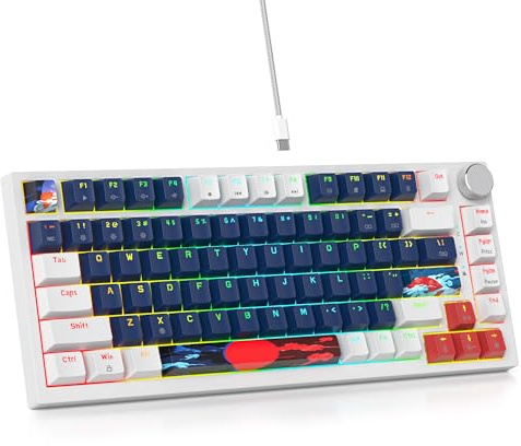 SbocKeeb Custom Gaming Tastatur 75 Prozent Hot-Swap,kabelgebundene Mechanische RGB Tastatur mit Dichtung und Schall absorbierenden Pads Programmierbare Amerikanische QWERTY V400 Blue earth