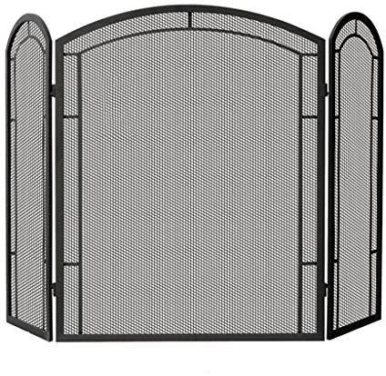 GLJTUO Kaminschirm/-Schirme, Dekorativer Moderner Kamin-Trennschirm, Dreifach Gefaltet, Mit Netz, Schutztürdekoration Für Den Heimkamin, Funkenschutzgeländer, Sicherheitszaunabde,One Color-D
