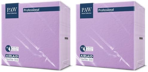PAW - Servietten aus Airlaid - Stoffähnlich (40 x 40 cm) I 50 Stück I Ideal für Hochzeit, Taufe, Kommunion, Geburtstag I Hochwertige Tischdeko Stoffservietten - Einfarbig Lila I Monocolor violet