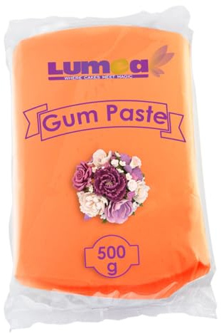 Dekozauber24 Profi Blütenpaste, 500g, essbar, 11 Farben, perfekt für Blumen, Blüten, Rüschen, feine Dekorationen, Zuckerpaste Tortendeko Fondant (Orange)