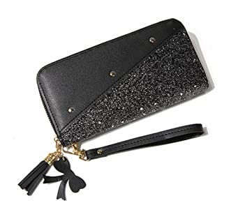 CHDWEY Women Wallets PU Leather Wallet Female Cute Long Sequin Patchwork Designer Fashion Money Purse Clutch Bag Women