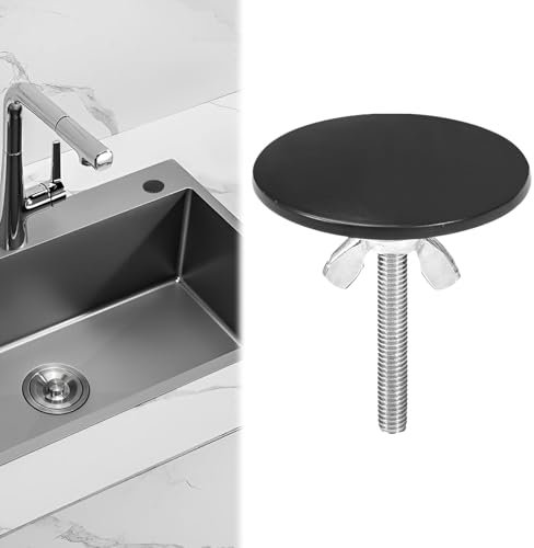 Stainless Steel Sink Blanking Cap - Tap Hole Cover for Keeps Kitchen & Bathroom Sink Clean (Black)
