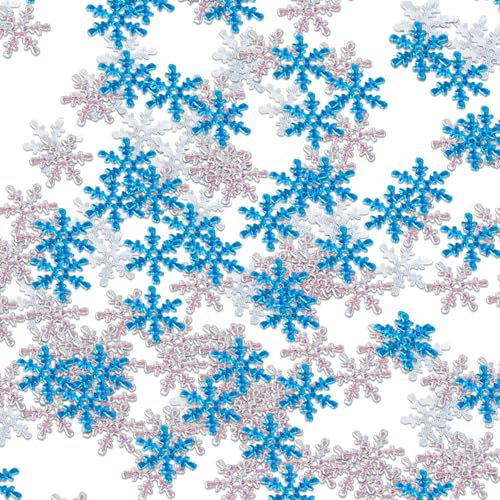 Schneeflocken Deko,600 Pcs Schneeflocken,Weihnachtsdeko Streudeko Blau Schneeflocke,Glitzer Weiß Tisch,Basteln Konfetti Tischdeko,Weihnachten Winter Girlande,Glitzernde Zum Schneeflockendekoration