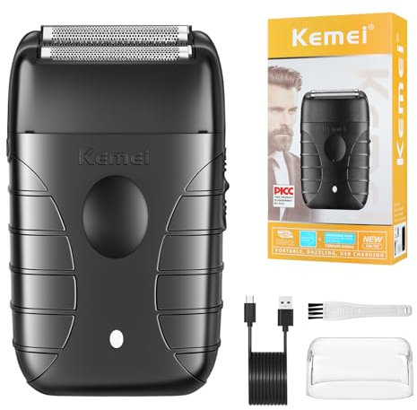 KEMEI Folienrasierer für Herren, elektrischer Rasierer, Doppelfolien-Friseurrasierer, schnurloser Bartrasierer, wiederaufladbar über USB bis zu 180 Minuten