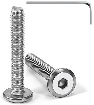 Tunejoy Vis à Tête Plate M4 x 25 mm Vis à Six Pans Creux en Acier Inoxydable A2 V2A Boulons de Meubles Hexagonale avec Clé Allen Filetage Complet 20 Pièces