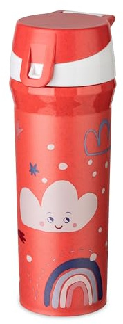 Koziol STAN 0,5 DREAMS Trinkflasche 500 ml | für Kinder | biozirkulärer Kunststoff, robust, leicht, wiederverwendbar, spülmaschinengeeignet | Schule, Kindergarten, Kita, Reise (organic coral red)