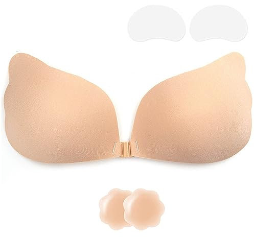 Push Up Adhesive Bra, Strapless Invisible Bra With Gluing Pads for Large and Small Chest - Perfect for Backless Dress