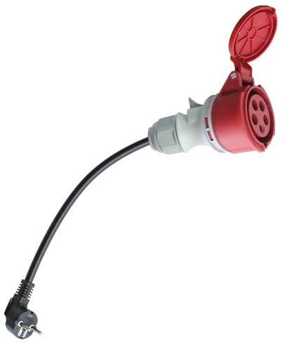 CEE 16 A, spina ad alta corrente su Schuko, adattatore SCHUKO a CEE 5 poli, da 16 A a 16 – 32 A, adattatore da 230 V, spina Unischuko, con cavo da 0,5 m, accessorio per caricabatterie per auto