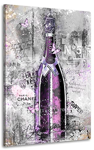 Kunstgestalten24 | Champagner Modern Abstrakt Leinwand-Bild | mit Echtholz-Keilrahmen | Leinwandbild Wandbild Kunst Art | Hochwertige Kunstdrucke | XXL Bilder auf Leinwand 40x60cm, 2cm Rahmentiefe