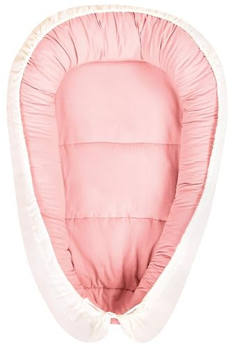 Babynest Baumwolle 55 x 90 cm rosa / beige wendbar modern Kuschelnest Ereb