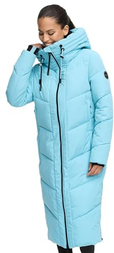 MARIKOO Damen Winterjacke Wintermantel Parka lange Winter Stepp Jacke B979 [B979-Nadar-Sky-Blue-Gr.XL]