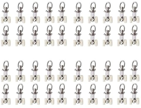 Curtain Track Rollers, 40Pcs Gazebo Hooks for Curtains, Alloy Pulley Accessories, Wheeled Carriers for Drapes, Room Dividers