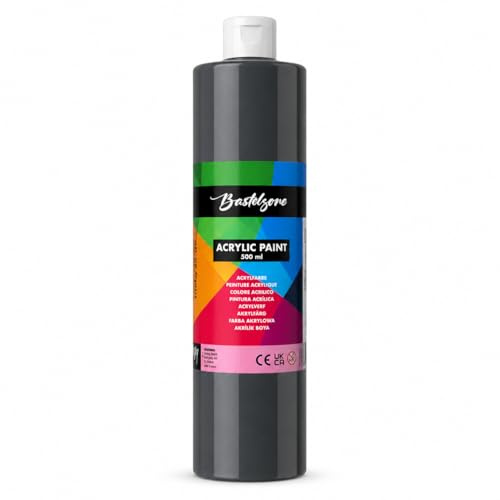 Bastelzone Pintura acrílica de 500 ml – Pinturas acrílicas altamente pigmentadas, resistentes al agua y veganas – Ideal para el vertido acrílico y pintura sobre lienzo, madera, piedra, papel, tela y
