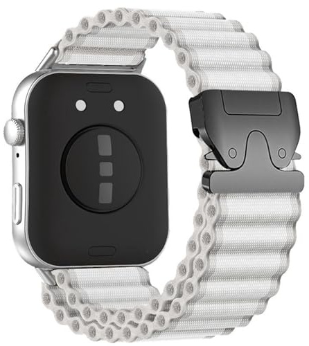 Nylon Armband für Huawei Watch Fit 5 4/5 4 Pro / 3, Outdoor Sport Design, verstellbar, leicht und komfortabel, robustes Uhrenarmband (Weiß)