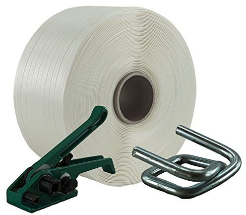 Le kit de cerclage textile de 19 mm se compose d'un tendeur de bande de cerclage et de pinces métalliques