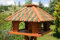 Vogelhaus Futterhaus Futterhäuschen Vogelvilla mit Holzschindeldach in versch. Farben und Solarbeleuchtung, wahlweise mit oder ohne Vogelhausständer V20, Farbe|Größe:Braun/Grün|ohne Ständer