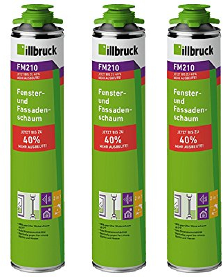 illbruck SET 3x FM210 Fenster- und Fassadenschaum+ á 880ml Dosen - 1K PUR Schaum zur Verfüllung, Dämmung und Isolierung der Fensteranschlussfugen sowie Füllung Anschlussfugen Türrahmen