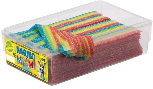 HARIBO Miami Sauer Fruchtgummi Streifen sauer 3 Dosen