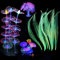 Podazz Decoraciones para peceras Brillantes, 4 Piezas de Adornos de Coral para Acuario Brillante, Hongos y Plantas de Coral de Loto y anémona, decoración del Acuario