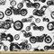 ABAKUHAUS Motorrad Stoff als Meterware, Retro Chopper Entwurf, ausdehnbar mit Elestan für Heimwerkarbeiten und Näharbeiten, 1Meter, Weiß Schwarz