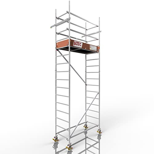 ALTEC Rollfix® 2.0 500 | 5m Arbeitshöhe | bremsb. Lenkrollen (Ø150mm) | Wandanker | Made in Germany | TÜV | belastbar 200kg/m² | Norm - DIN EN 1004-1 | Modulares Alu Arbeitsgerüst | Baugerüst