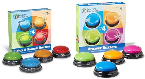 Learning Resources Lichter und Geräusche Summer (4 Stück) & Original Antwort-Buzzer (4 Stück), 19.6 x 19.6 x 5.1 cm