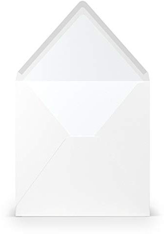PAPERADO 50 Briefumschläge quadratisch Weiß gerippt - 100 g/m² Kuvert Ohne Fenster 16,4 x 16,4 cm - Hochzeits Umschläge mit Nassklebung spitzer Klappe