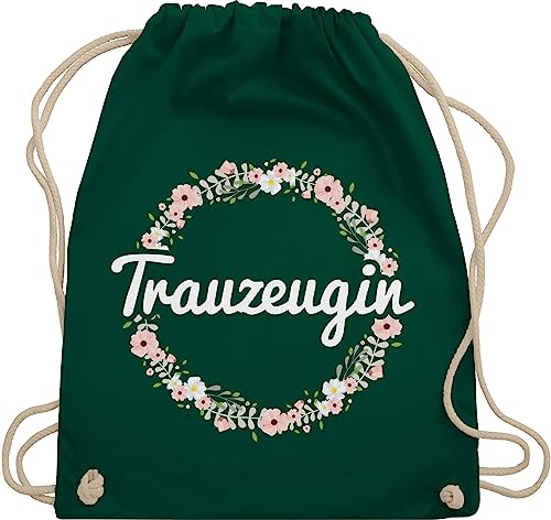 Shirtracer Turnbeutel Rucksack - JGA Junggesellenabschied Frauen - Trauzeugin - Blumenkranz - Unisize - Dunkelgrün - hen party accessories brauttaschen jungesselnabschied bridemaid stoffrucksack