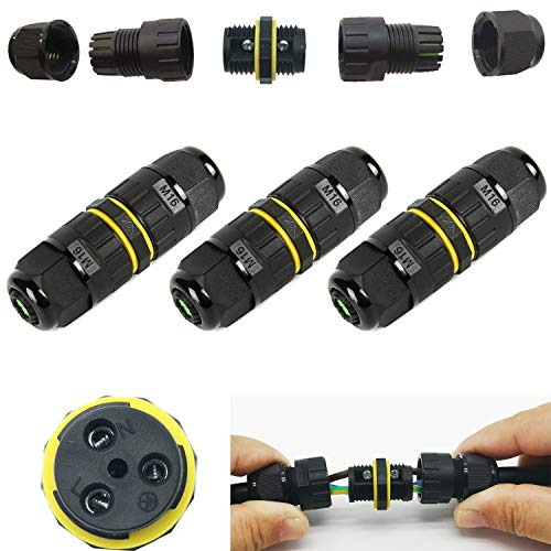 CTRICALVER 3 pz Scatola di giunzione IP68 resistente alle intemperie Outdoor/Gland elettrici esterni manica accoppiatore cavo Ø 7-10mm/3 core Connettore per cavo esterno