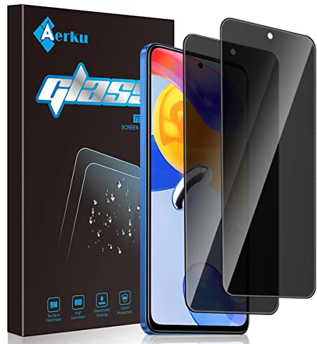 Aerku Protector de pantalla de Privacidad Compatible con Xiaomi Redmi Note 11 Pro 4G&5G / Redmi Note 11E Pro 5G, Alta Sensibilidad Anti Espía Cristal Templado Privacy Vidrio Templado [2 Piezas]