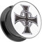Taffstyle Ohr Plug Flesh Tunnel Piercing Ohrpiercing Kunststoff Schraub Schraubverschluß Picture mit Eisernes Kreuz Motiv 12mm