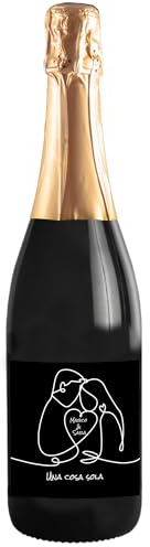 Idea regalo spumante Prosecco DOC, bottiglia personalizzata originale per San Valentino, bomboniere, anniversario di fidanzamento e di matrimonio (0,75L, Innamorati)