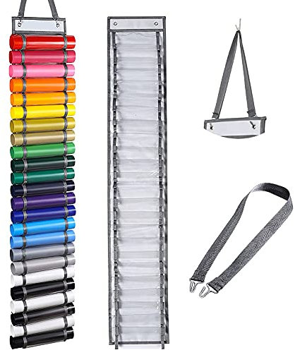 NouveLife Support pour Rouleaux de Vinyle à 24 Compartiments, Étagère de Rangement en Vinyle, Support de Rouleau, Organisateur de Rangement D'artisanat Réglable Suspendu