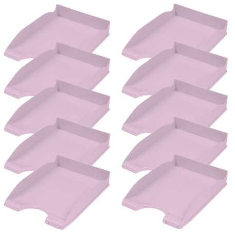 DONAU 7466101PL-23 Briefablage Standard/Violette Pastellfarbe/ 10 Stück - A4 / Briefkorb Moderne und Stapelbare Ablage/Schreibtischablage/Polystyrol