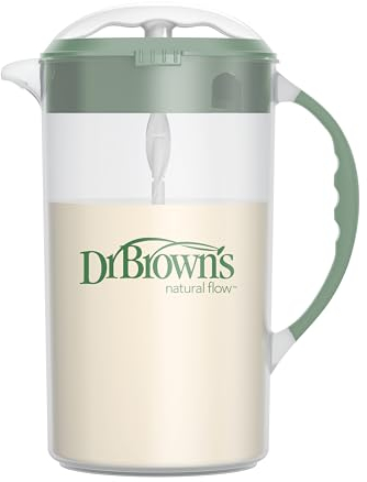 Dr. Brown's Baby Formula - Jarra mezcladora con tapón ajustable, tapa de bloqueo y boquilla sin goteo, 32 onzas, libre de BPA, oliva