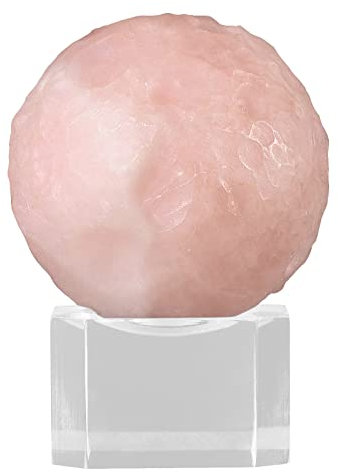 mookaitedecor Natural Rose Quartz Moon Crystal Ball Sphere Ornament with Acrylic Stand for Home Office Display Decor, Healing Crystal Gift, Small Pink Planet Ball Decorative Stone, Diameter 1.5-1.7